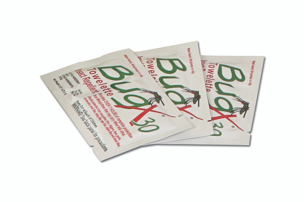 BugX Single Dose Insect Repellent 30% DEET Towelette Foil Packs available in Bulk Pack Case of 300. Shop now!