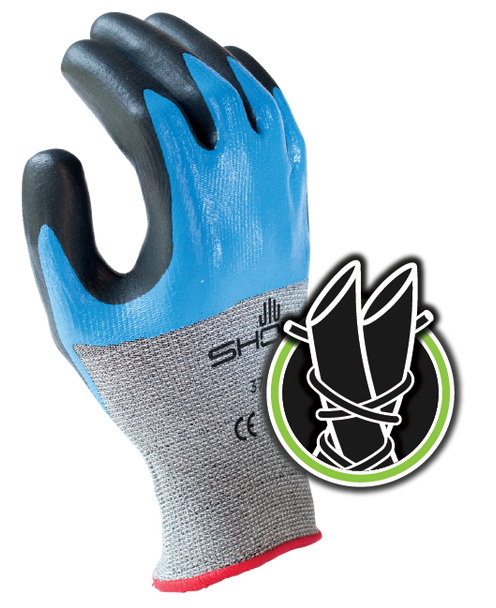 Engineered Hagane CoilÃƒÂ¢Ã¢â‚¬Å¾Ã‚Â¢ Technology cut resistant fiber w/double dipped nitrile palm coating, grey with blue and black overcoating, smooth finish, ANSI CUT LEVEL 4. Shop Now!