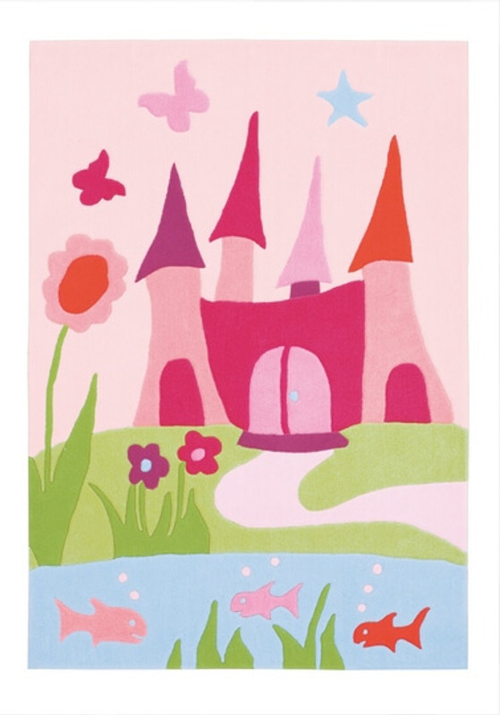 HUAHOO Pink Girls Bedroom Rugs Cartoon Castle Kids Rug Bedroom Floor Rugs Nylon Cartoon Kids Living Room Carpet