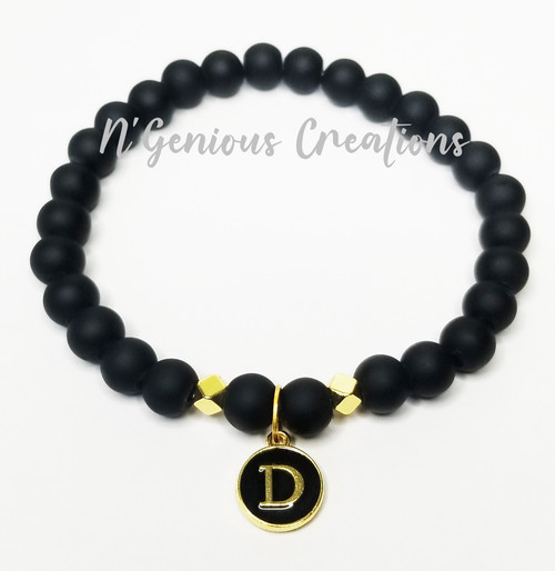 MATTE BLACK BRACELET WITH BLACK CHARM