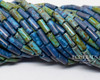 9x4mm Aged Wampum Blue Turquoise Picasso Bugles Mix (1/4 Kilo)