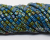 6/0 Aged Blue Turquoise Picasso Bugle Mix  (1/4 Kilo)