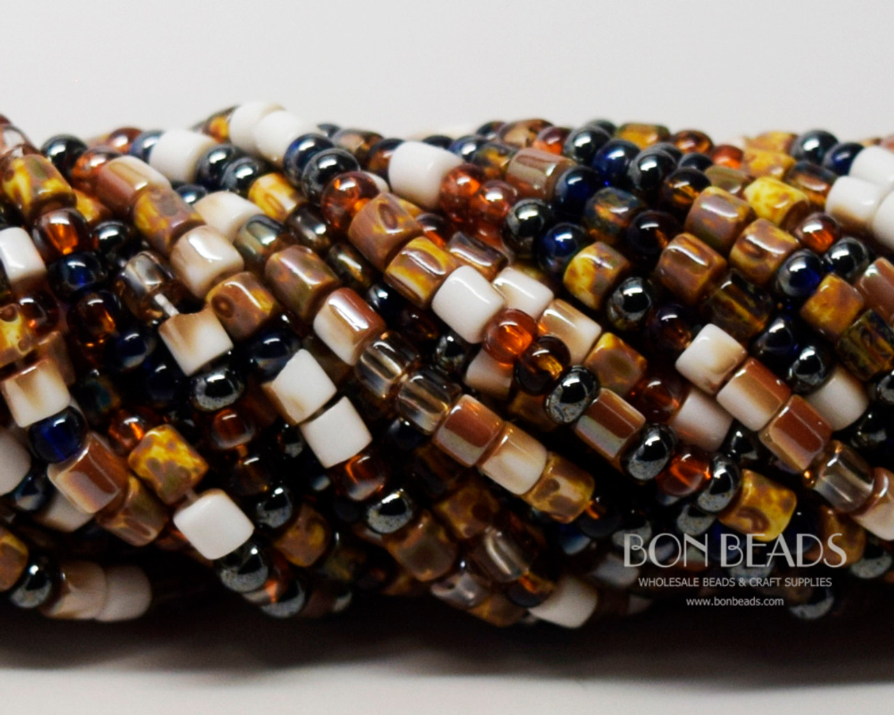 6/0 Aged Demeter Tube Picasso Mix (1/4 Kilo) - Bon Beads