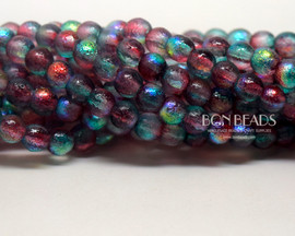 4mm Etched Aqua Rainbow Celestial Smooth Round Druk (600 Pieces)
