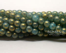 4mm Caribbean Turquoise Gold Smooth Round Druk (600 Pieces)