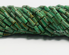 9x4mm Aged Wampum Jade Picasso Bugles (1/4 Kilo)