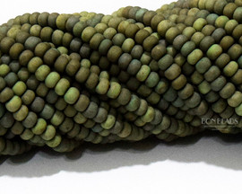 6/0 Aged Matted Powder Green Lights Picasso Mix (1/4 Kilo)
