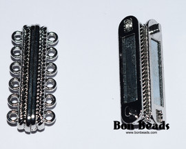 33x14x7mm 12 Holes Silver Magnetic Bar Clasp (Each)