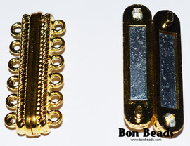 33x14x7mm 12 Holes Gold Magnetic Bar Clasp (Each)