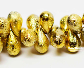 6x9mm Gold Ore Etched Drops (150 Pieces)