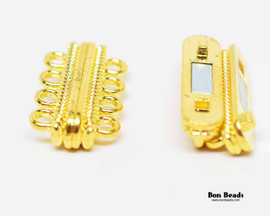 30x17x7mm 8 Holes Gold Magnetic Bar Clasp (Each)