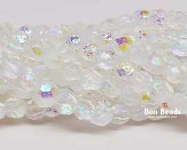 4mm Crystal AB Etched Round Fire Polished (600 Pieces)