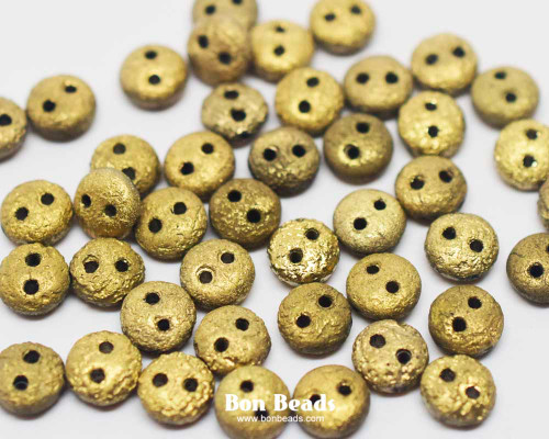  6mm Old Gold Etched 2 Hole Loose Lentils (600 Pieces)