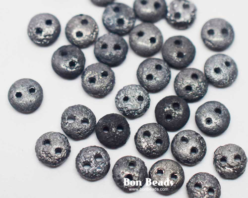 6mm Old Charcoal Etched 2 Hole Loose Lentils (600 Pieces)