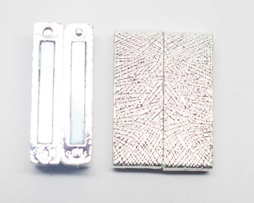 23x31x7mm Silver Magnetic Etched Bar Clasp (Each)