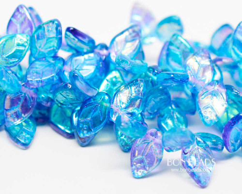 12x7mm  Aqua  Celestial Leaves (300 Pieces)