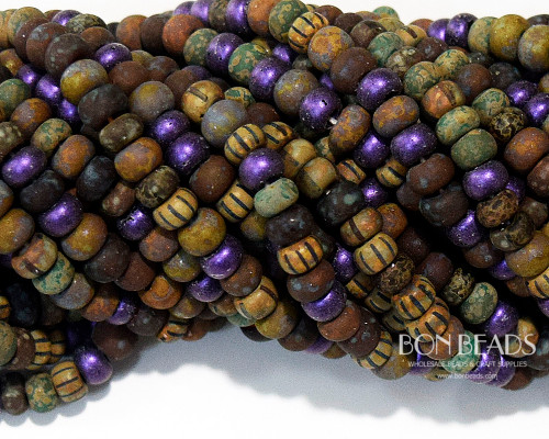 4/0 Aged Matted Velvet Sunrise Striped Picasso Mix (1/4 Kilo)