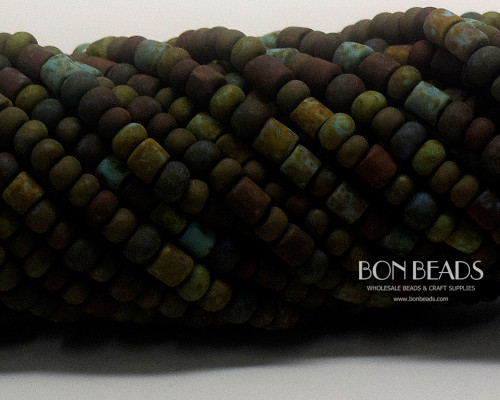 6/0 Aged Matted Druid Bugle Picasso Mix (1/4 Kilo)