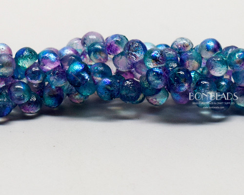 4mm Aqua Celestial Etched Wide Cap Mushroom Buttons (600 Pieces)