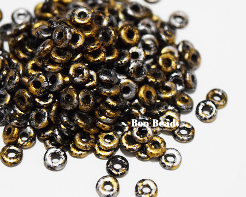 4x1mm Granite Galaxy Gold O Beads (100 Grams)