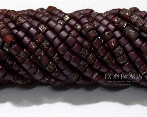 6/0 Aged Matted Wine Picasso Bugles Mix (1/4 Kilo)