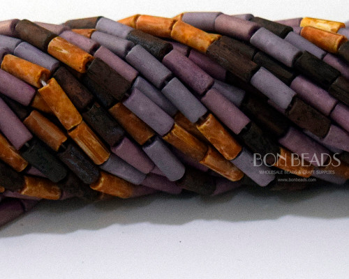 9x4mm Aged Wampum Matted Lavender Picasso Bugles (1/4 Kilo)