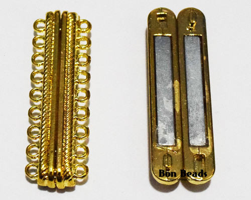 48x15x7mm 18 Holes Gold Magnetic Bar Clasp (Each)