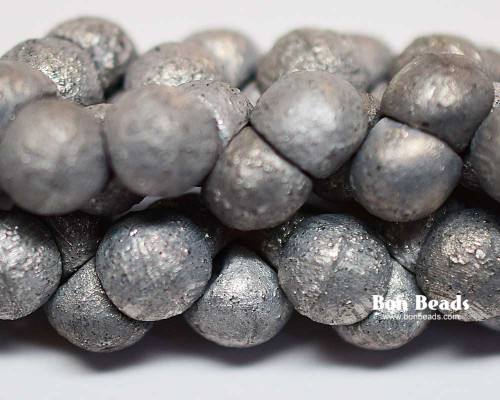 9x8mm Metallic Grey Etched Wide Cap Mushroom Buttons (150 Pieces)