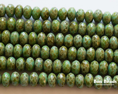  4x7mm Green Turquoise Picasso Rondelles (300 Pieces)