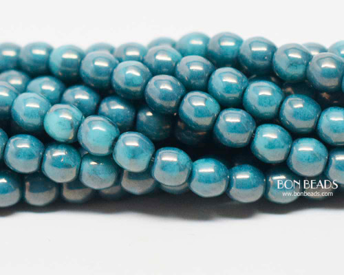 4mm Turquoise Moon Dust Smooth Round Druk (600 Pieces)