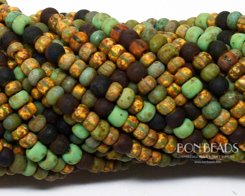 6/0 Aged Demeter Tube Picasso Mix (1/4 Kilo) - Bon Beads