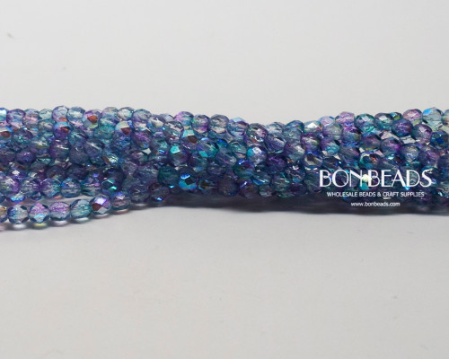 100 Perles En Verre Fire Polished 4mm - Couleur Teal (vert Bleu) - Facettées - Marque Preciosa