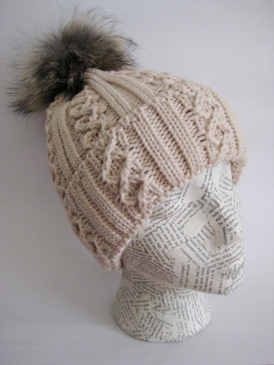 Asiatic Raccoon Fur Pom Hat Winter Hat For Women Warm Winter