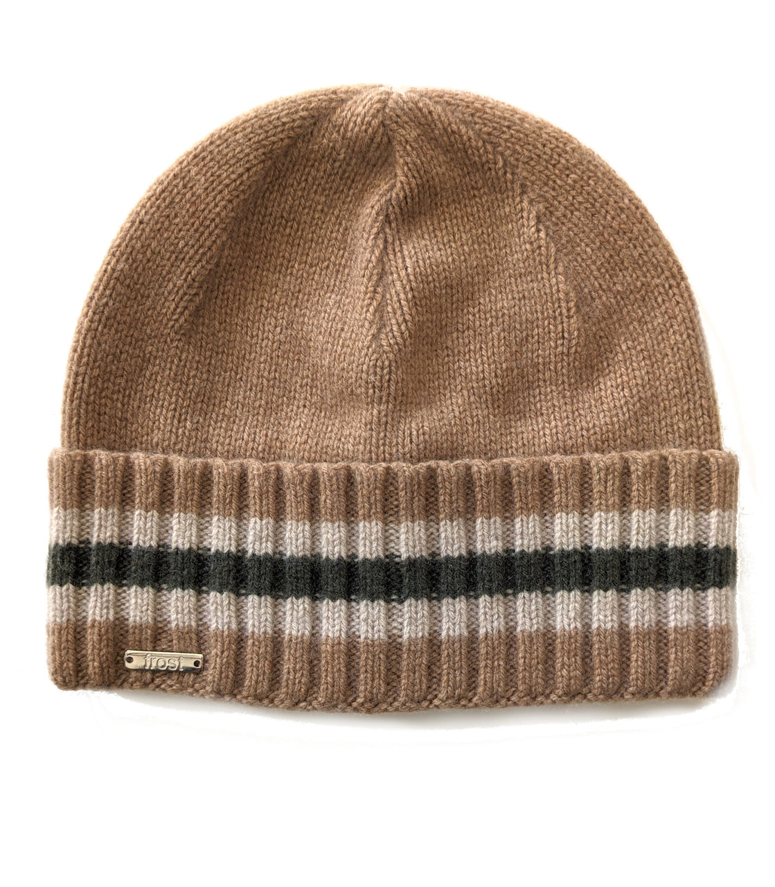 Rolled out cuff cashmere knitted beanie, snug fit unisex