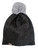 Cashmere Honeycomb Knit Hat With Detachable Rabbit Fur Pom