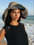 Women's Raffia Sun Hat, Large Brim, Summer Lightweight Natural Grass Hat, Black