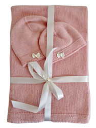 Cashmere Baby Blanket and Hats Set Little Bows 