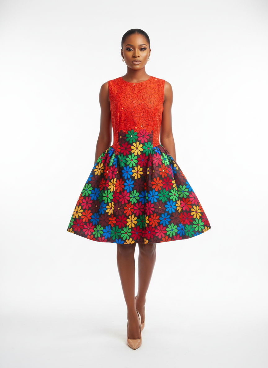 Bloomfire Fit & Flare Midi Dress