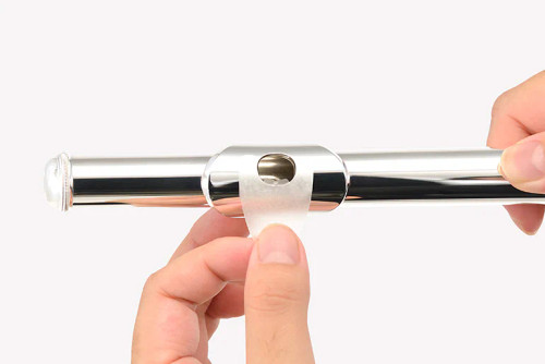 Yamaha Flute Assist protective cushion being applied to flute headjoint