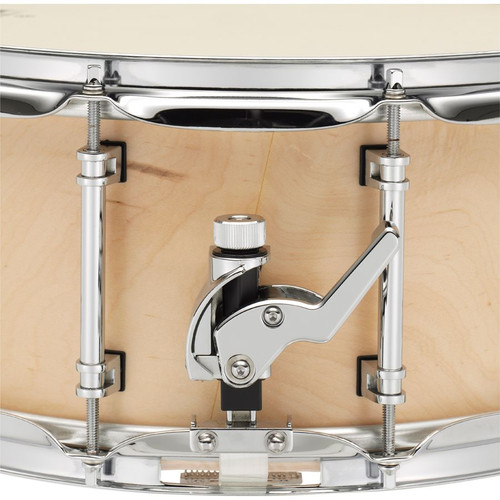 Yamaha CSM-1465AII concert snare drum side view showing Q-Type strainer throw-off