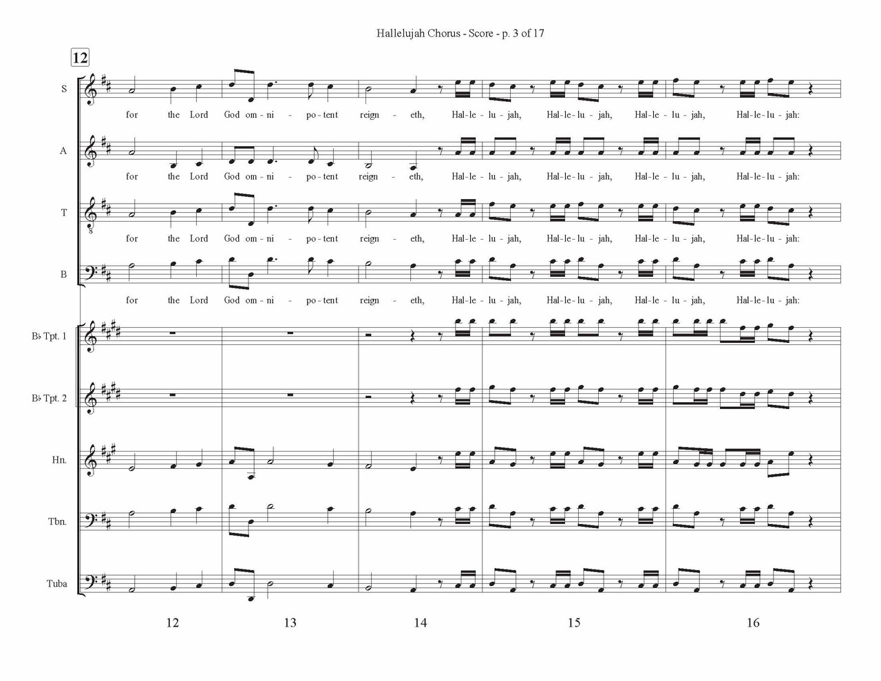 Hallelujah Chorus for Brass Quintet and Choir (Handel/arr. Mills