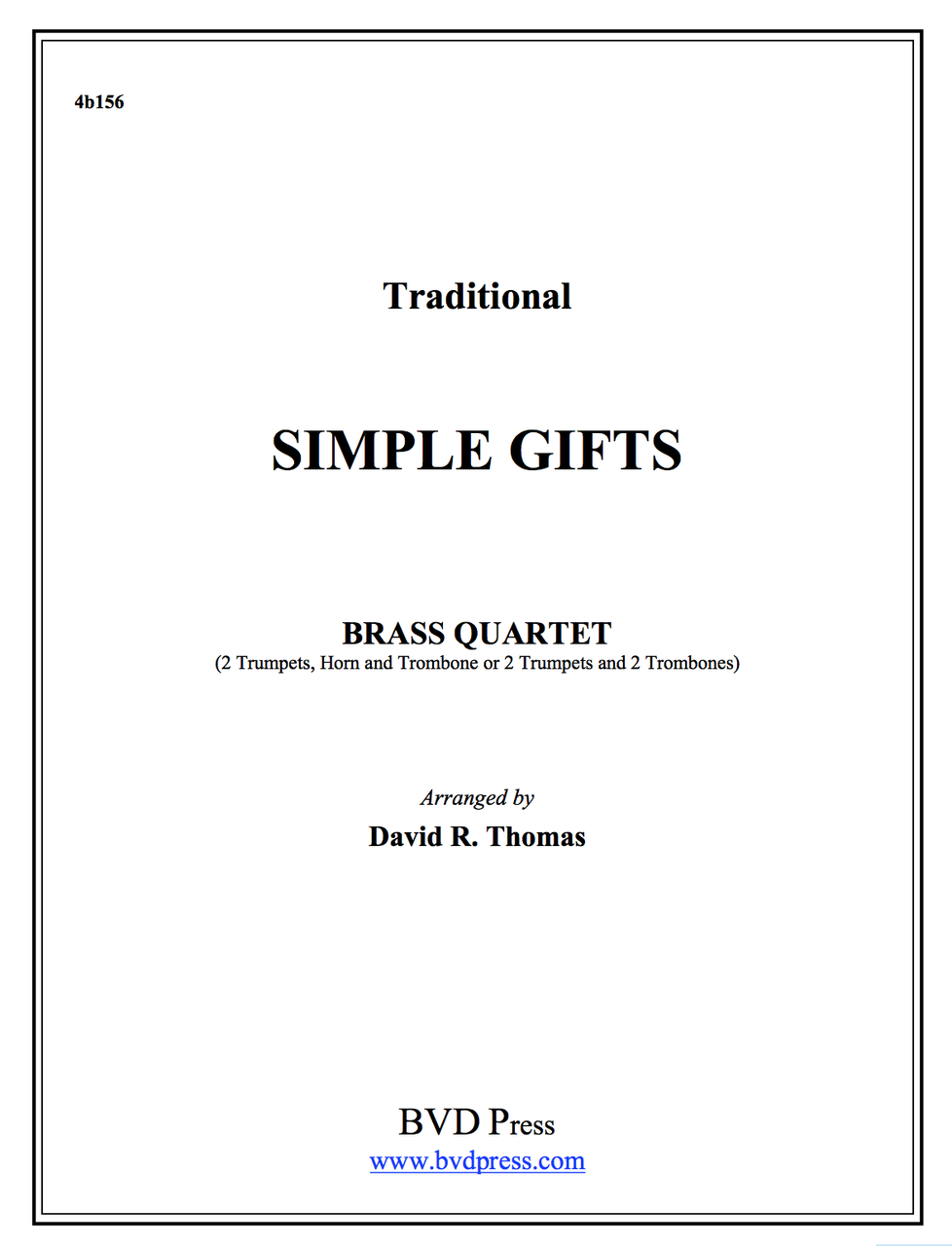Simple Gifts Brass Quartet (Trad./Thomas) Canadian Brass Store