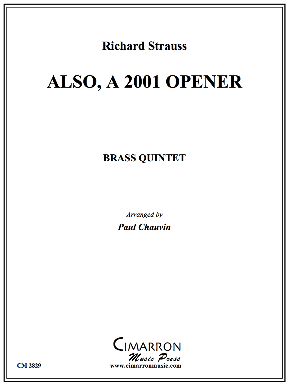 zarathustra fanfare 2001 brass quintet sheet music