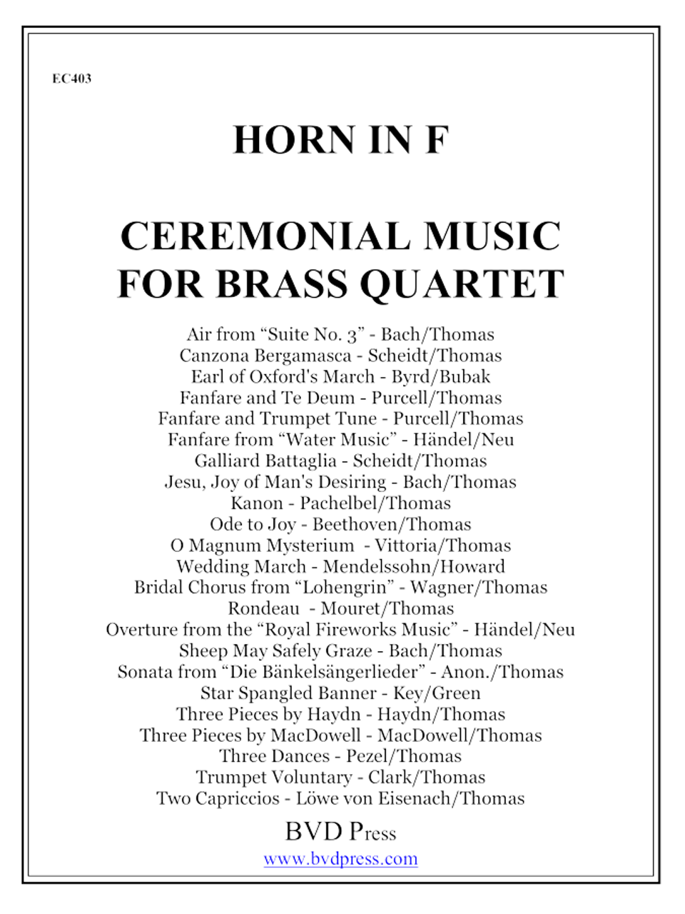 Ceremonial Music for Brass Quartet Horn PDF Download - Canadian Brass Store