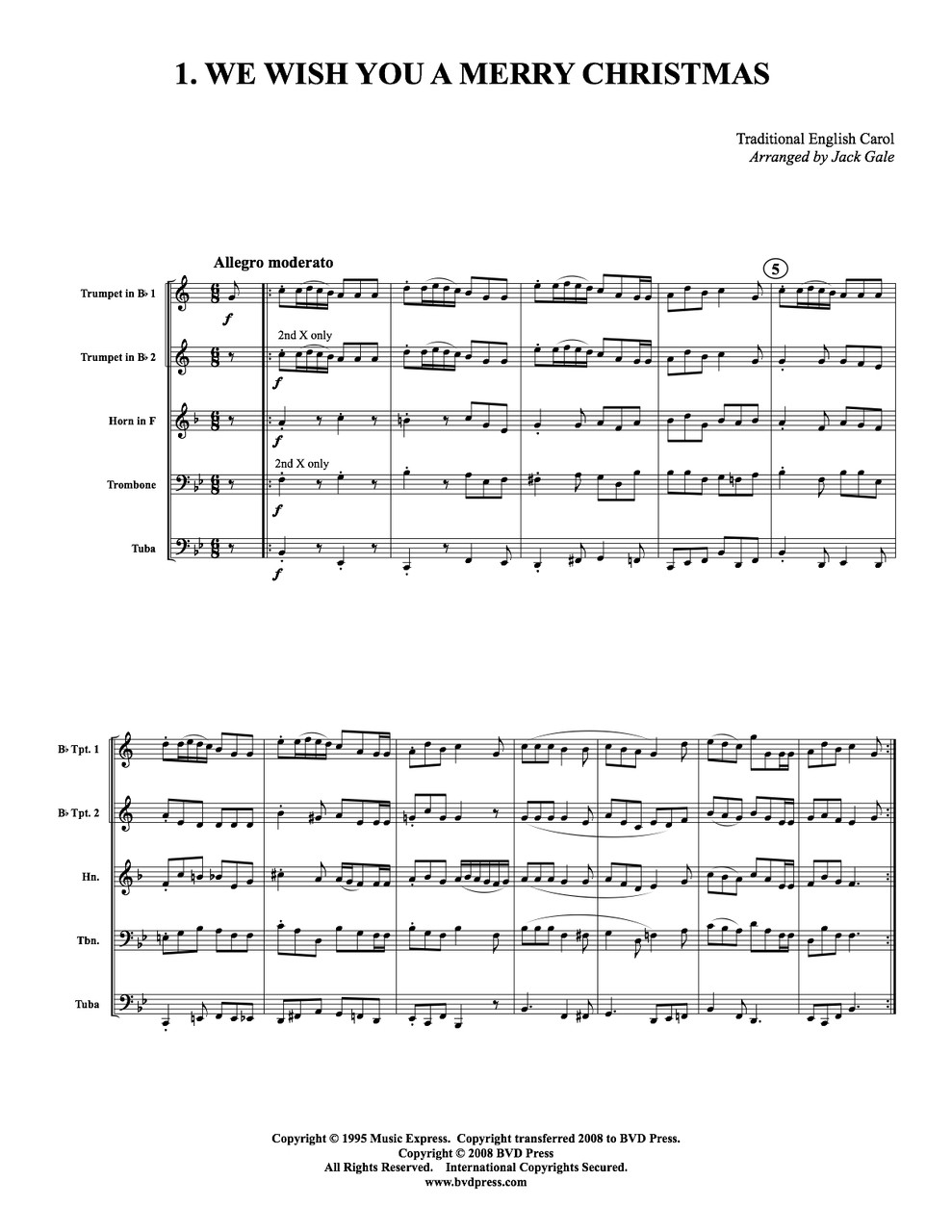 brass quintet sheet music christmas