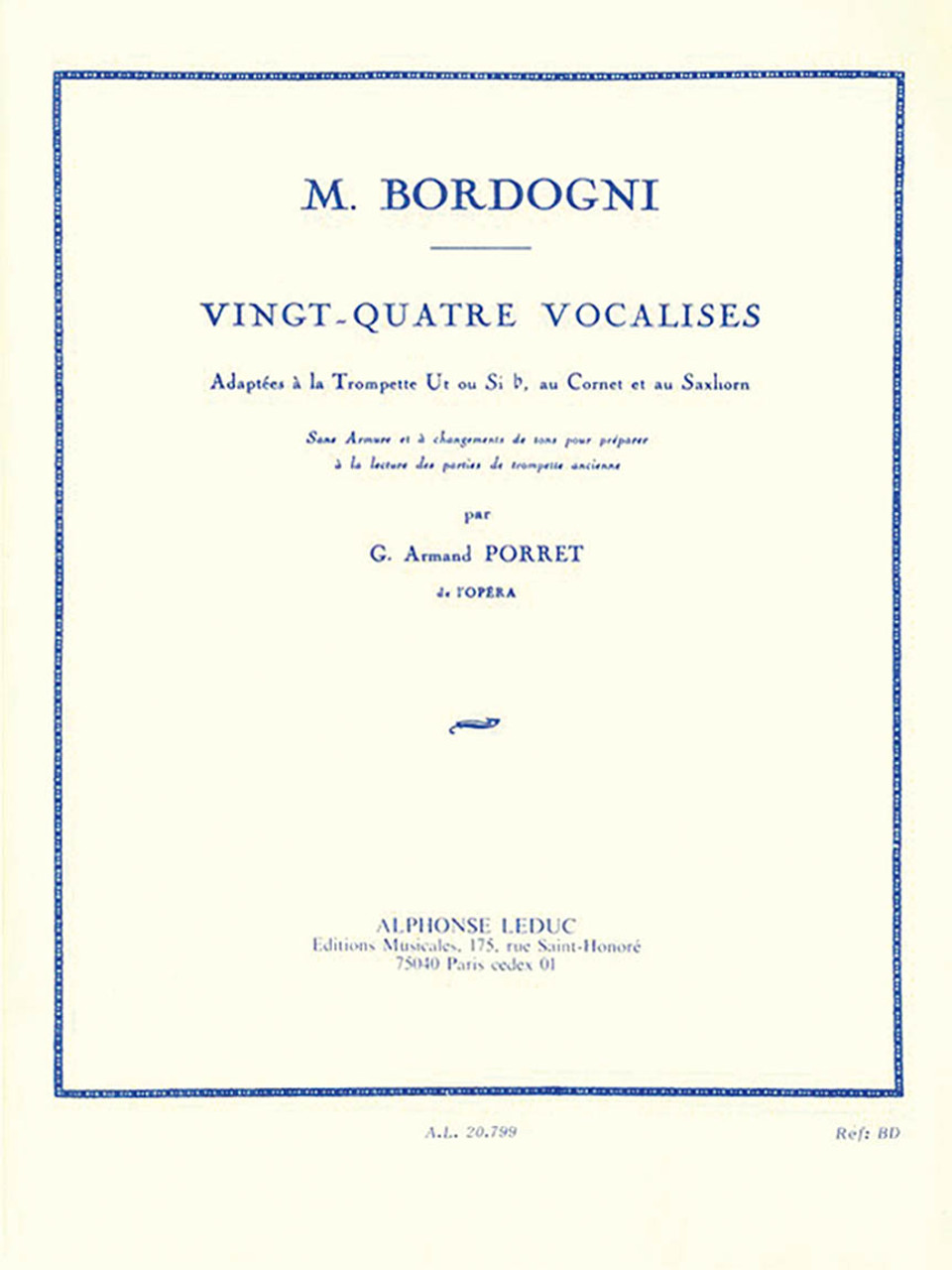 24 Vocalises - Adapted for Trumpet (Bordogni) - Canadian Brass Store