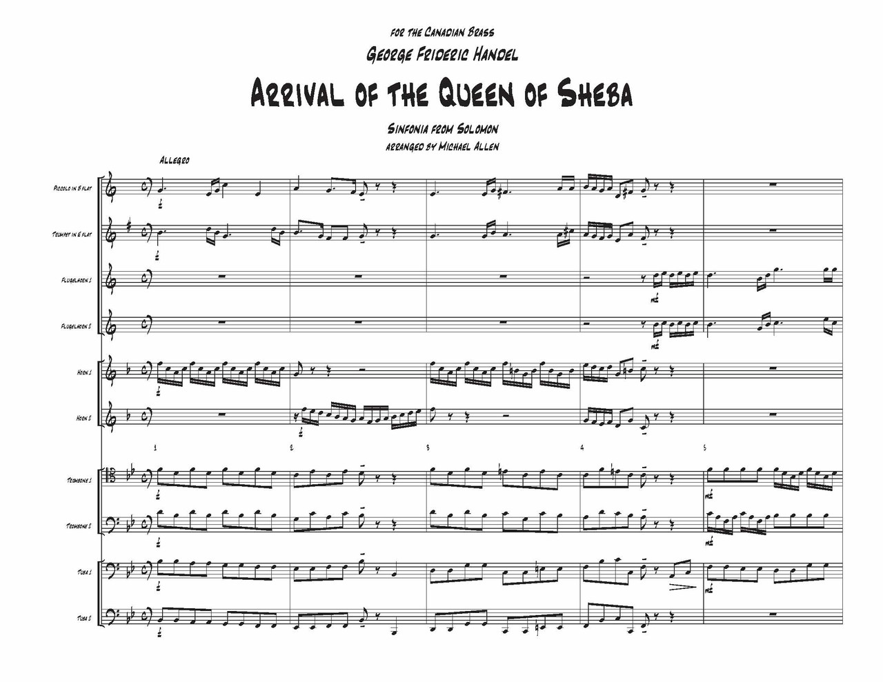Arrival of the Queen of Sheba Double Brass Quintet (Handel/arr. Allen