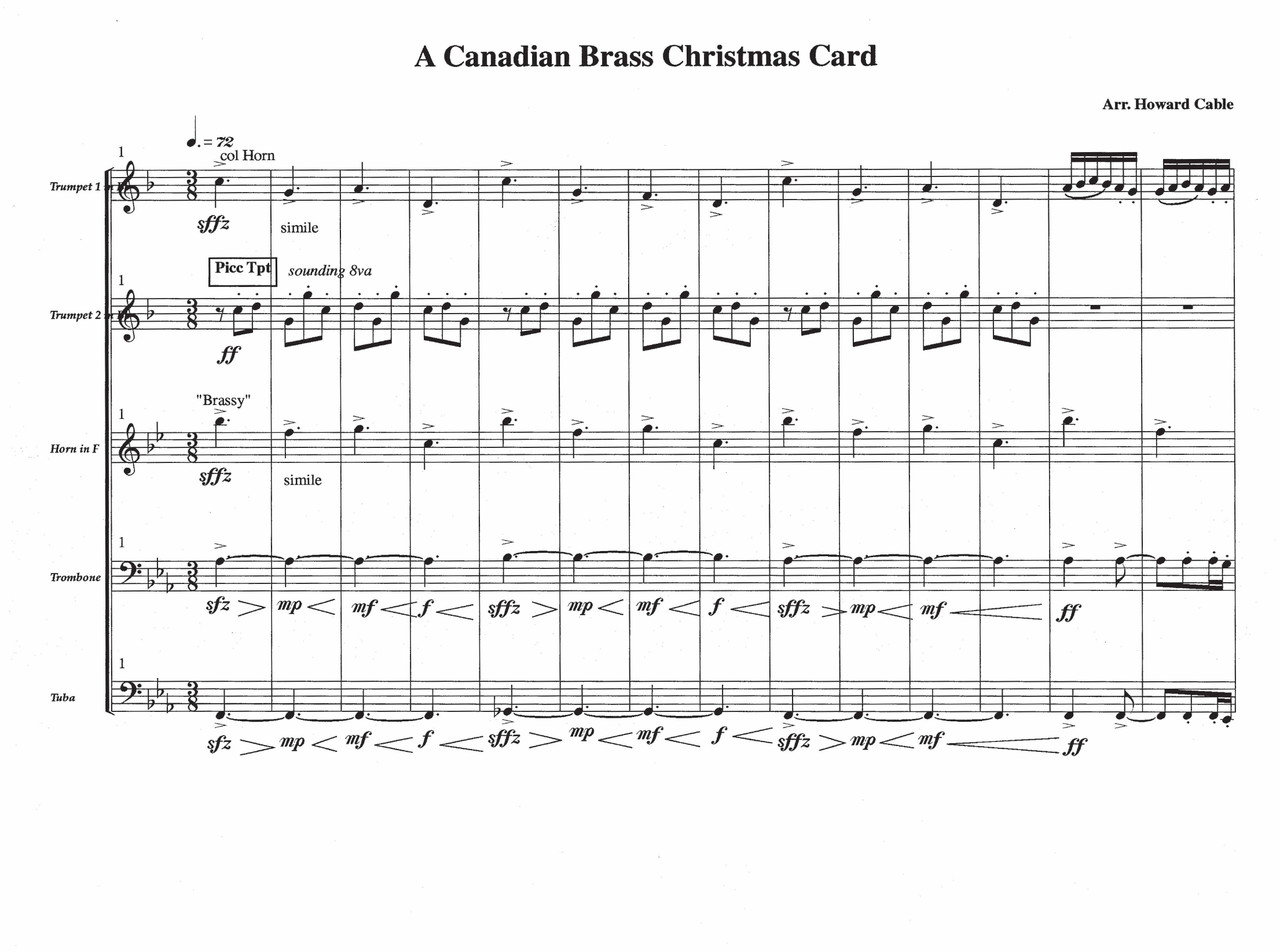 A Canadian Brass Christmas Card Brass Quintet (traditional/arr. Cable
