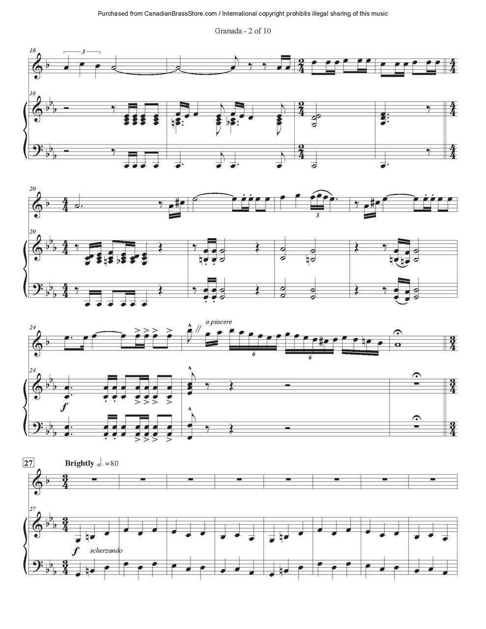 Granada PDF Download Trumpet Solo with Piano