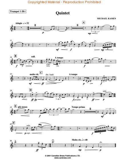 QUINTET BY MICHAEL KAMEN FOR BRASS QUINTET